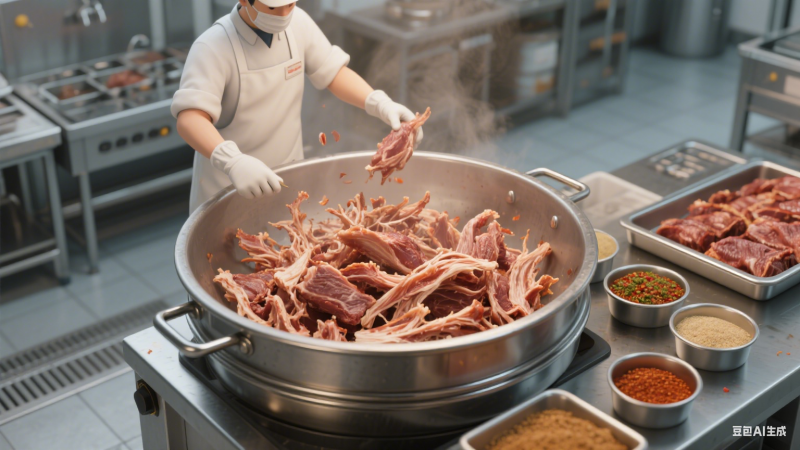 夹层锅手撕肉：食品加工厂的良好选择(图3)
