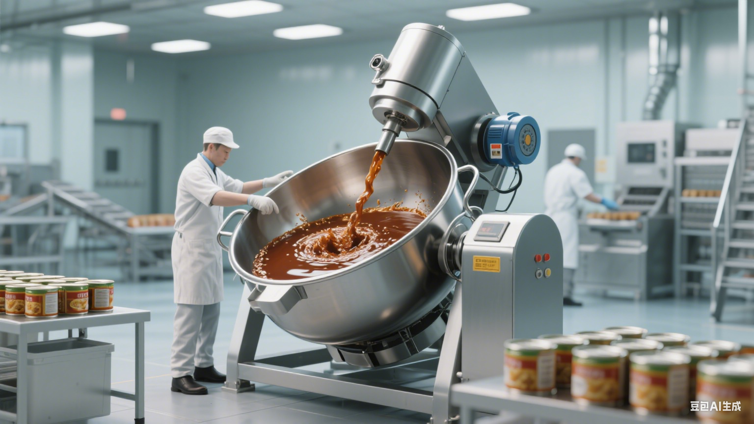 可倾式夹层锅容量大：满足批量加工需求，食品生产效率高(图5)