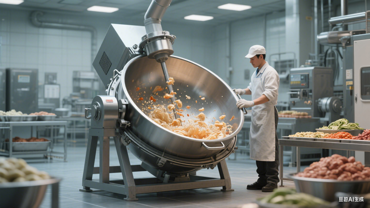 可倾式夹层锅操作灵活：倾倒角度可调，适应不同容器接料(图5)