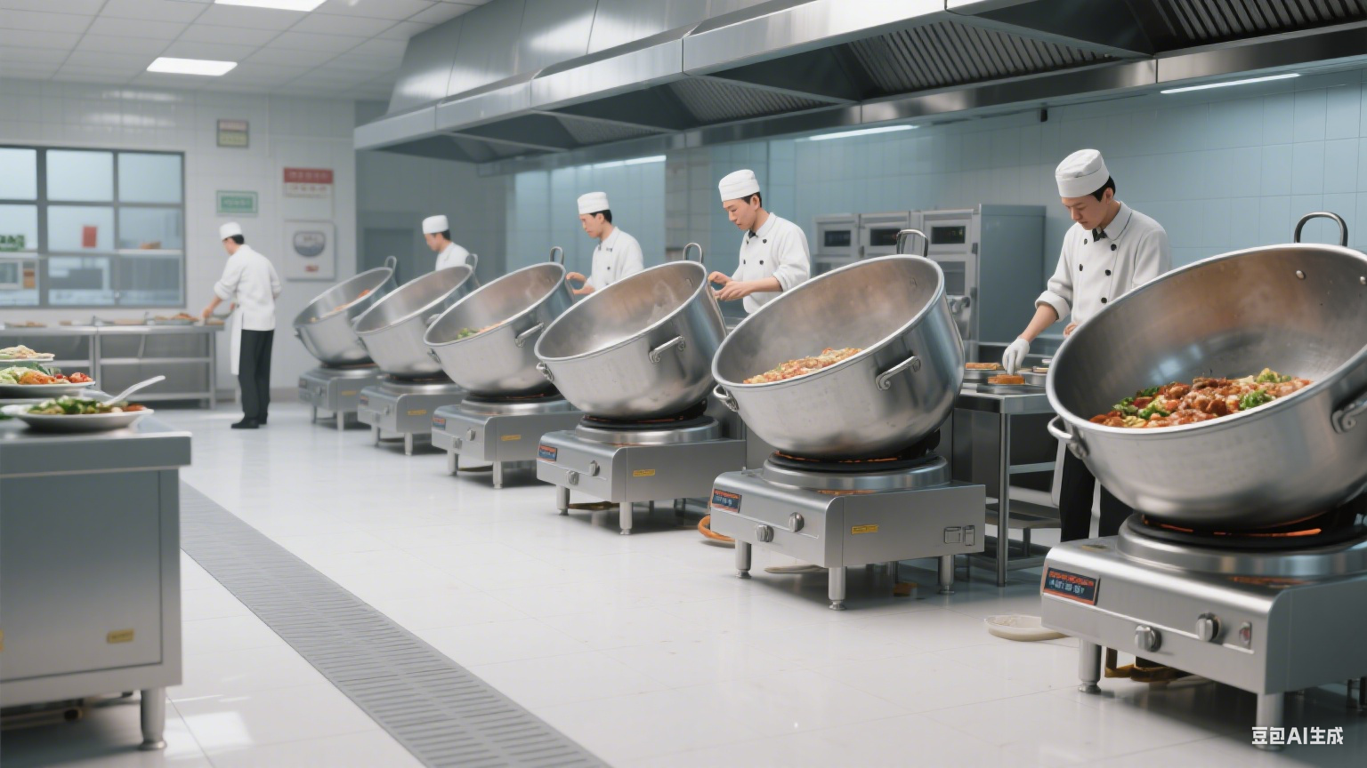 可倾式夹层锅移动方便：带轮设计易推动，厨房布局更灵活(图4)