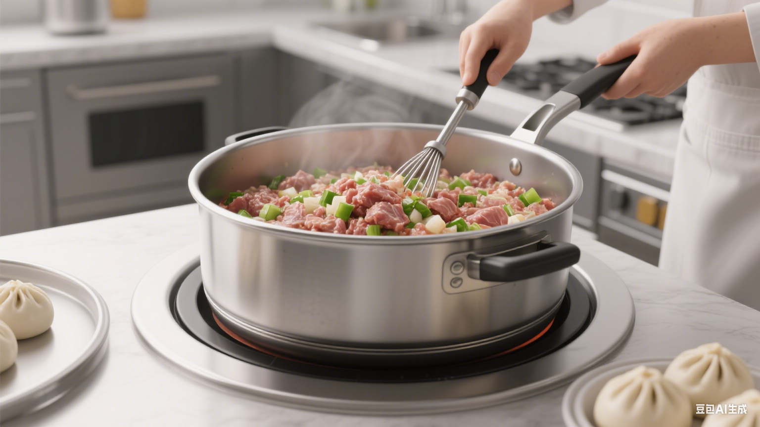 夹层锅适用于速冻包子馅制作：搅拌均匀易包制，包子口感佳(图6)