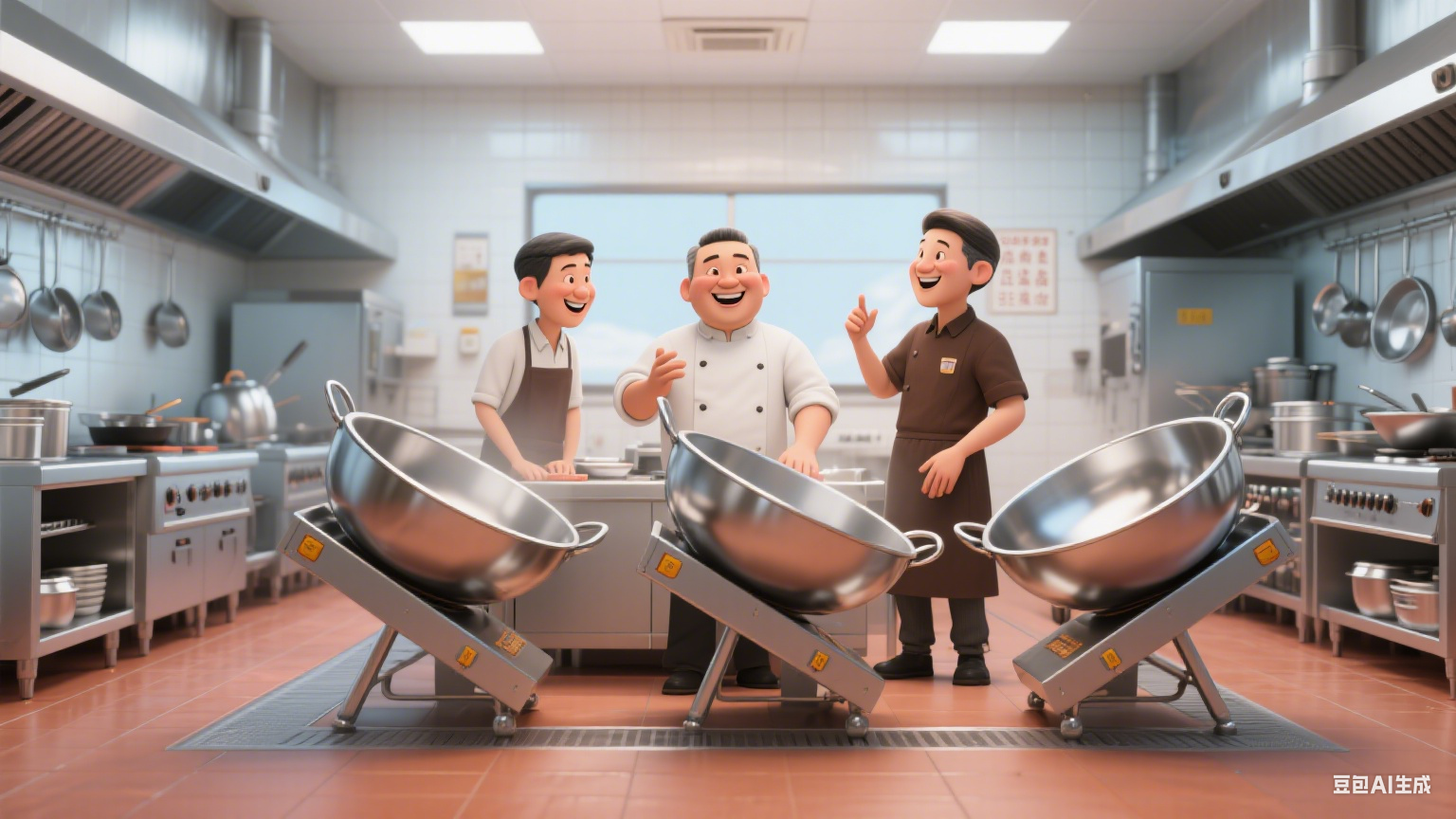 可倾式夹层锅清洁方便：倾倒后内壁易擦拭，无清洁死角(图4)