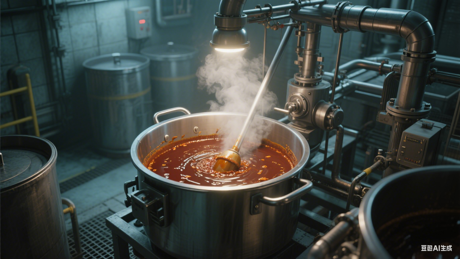 夹层锅搭配搅拌功能，酱料混合均匀，减少人工投入(图6)
