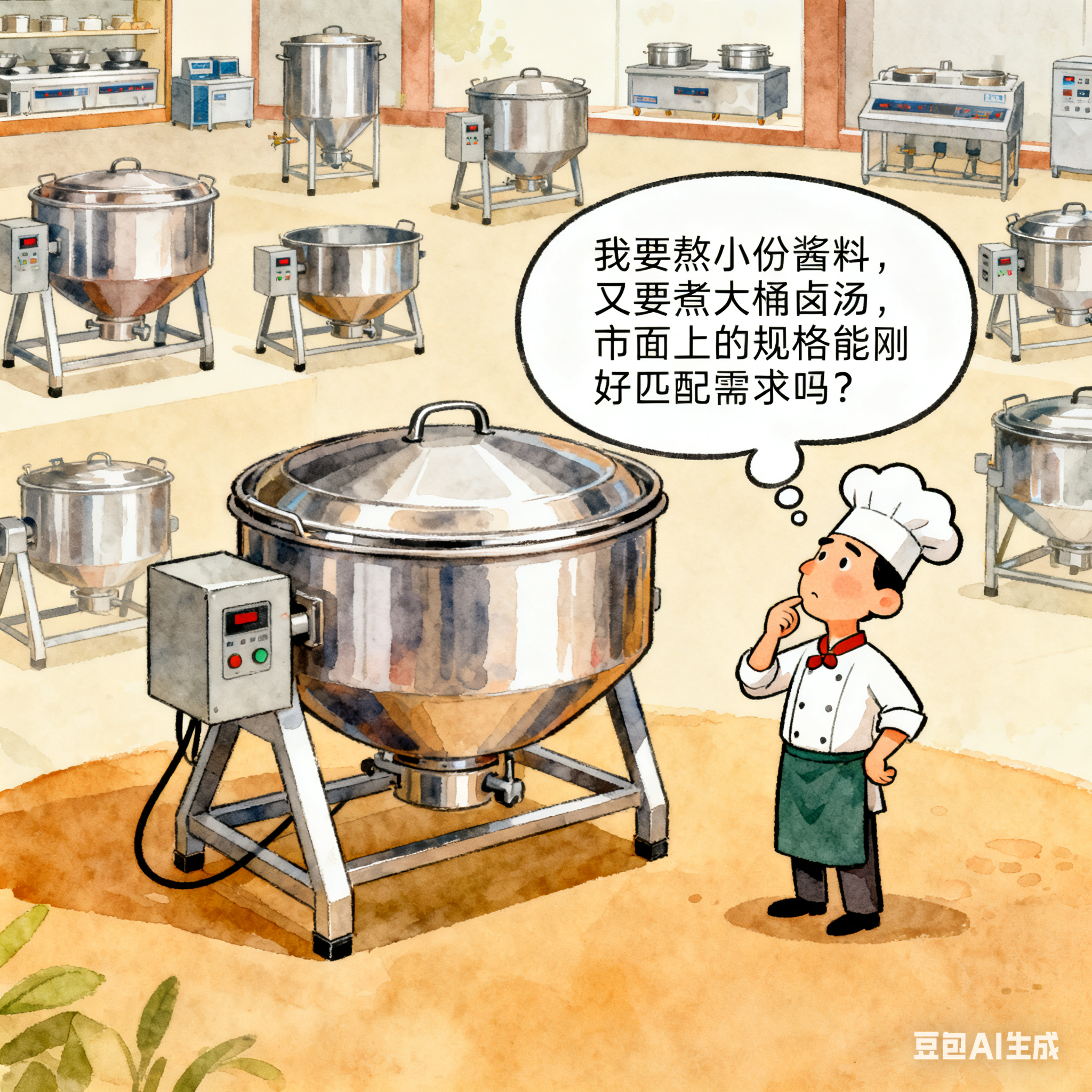 电加热夹层锅：规格够全吗？(图1)