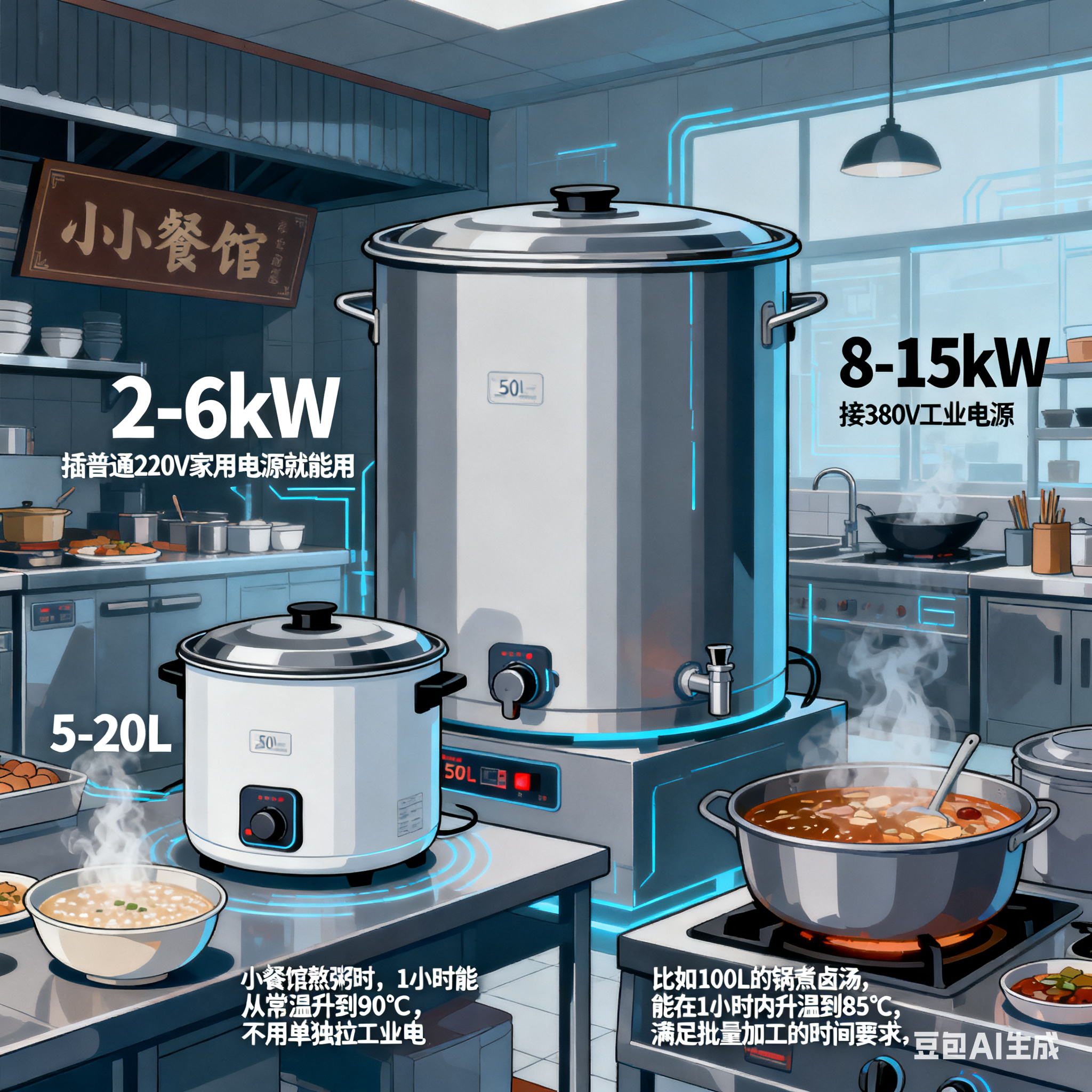 电加热夹层锅：规格够全吗？(图3)