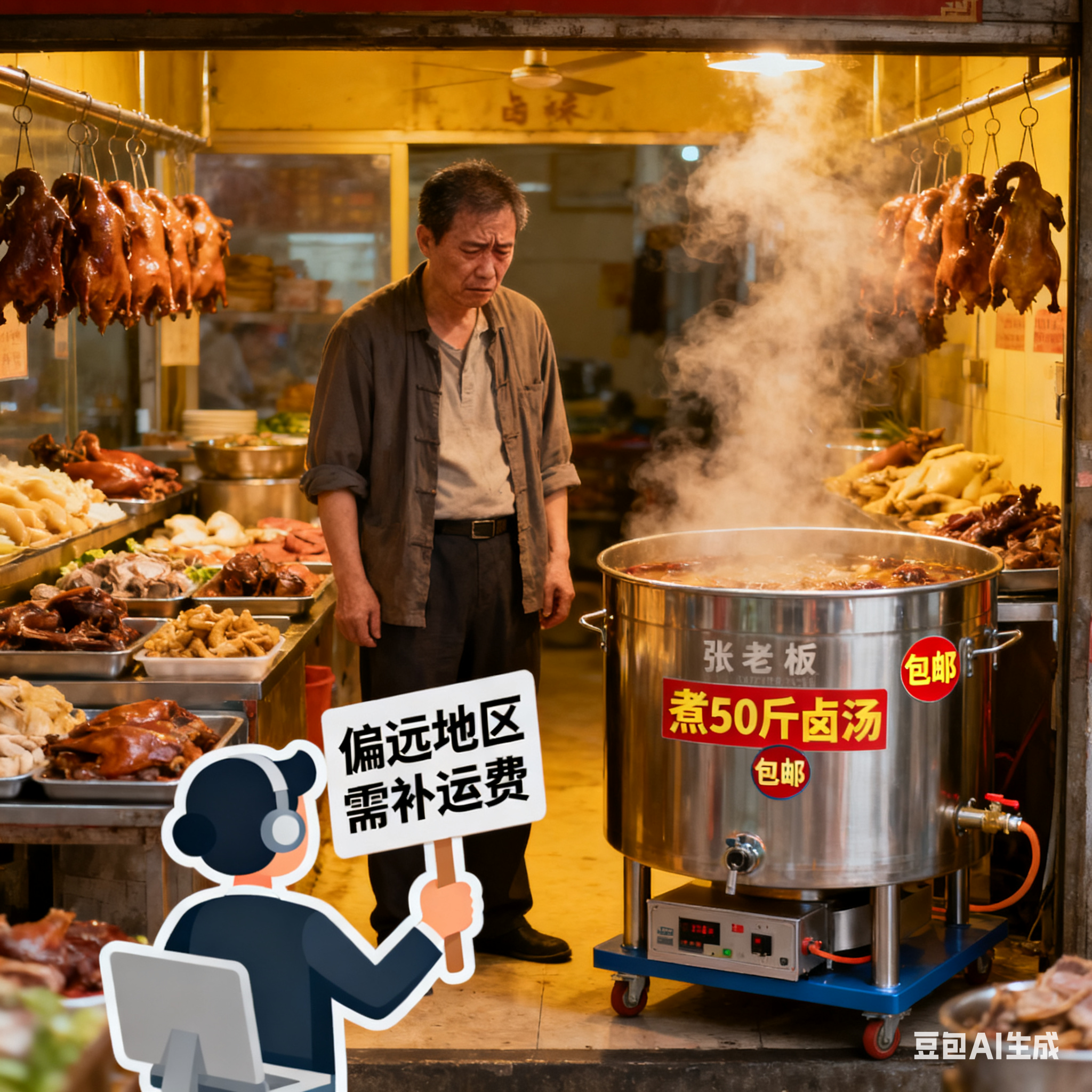 商用卤煮熬汤大型夹层锅，能全国包邮吗？(图1)