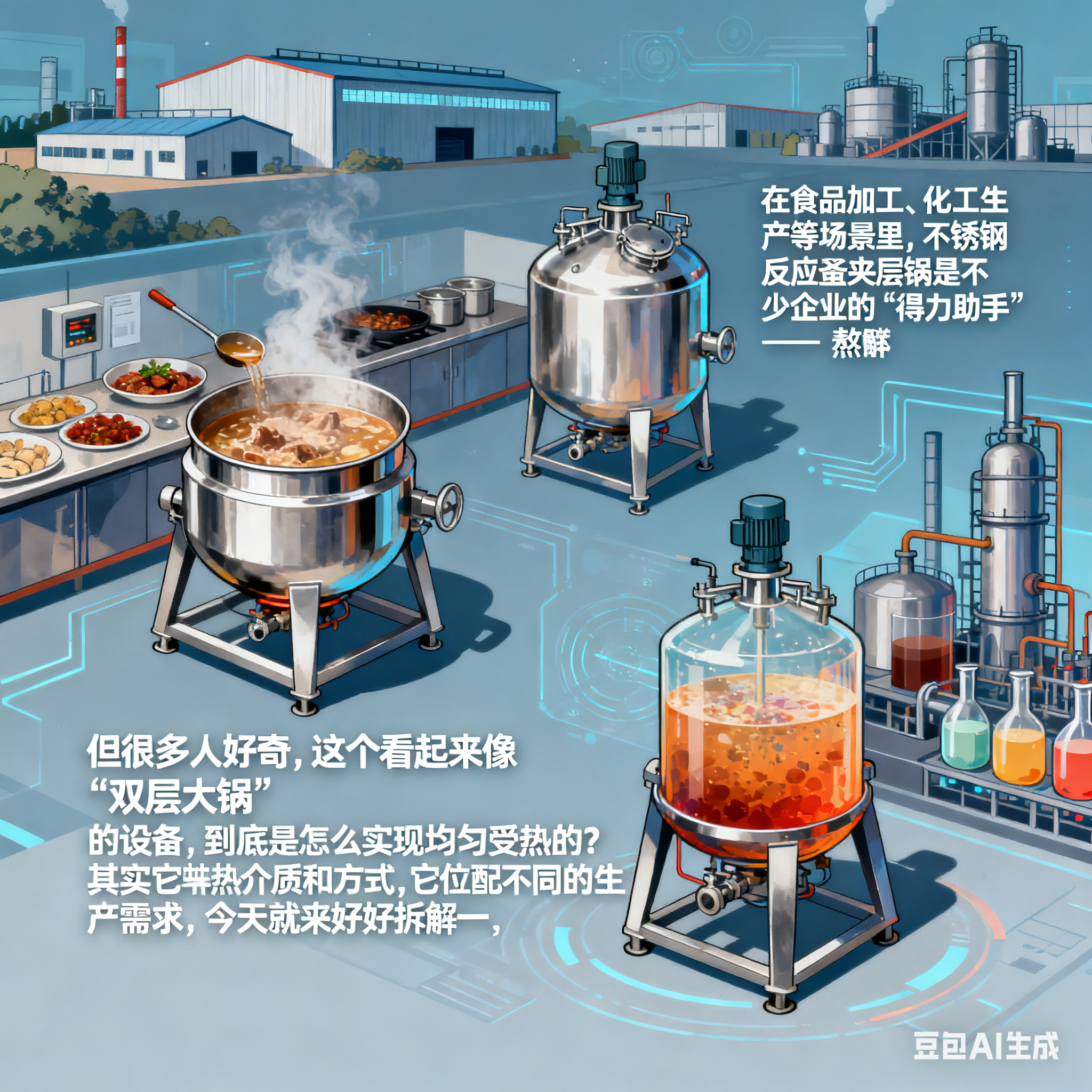 不锈钢反应釜夹层锅，到底是怎么受热的？(图1)